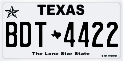 TX license plate BDT4422