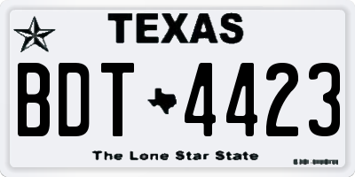 TX license plate BDT4423