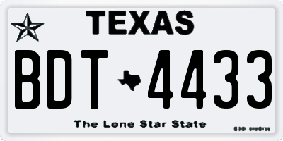 TX license plate BDT4433