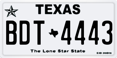 TX license plate BDT4443