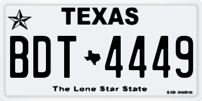 TX license plate BDT4449