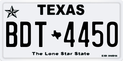 TX license plate BDT4450