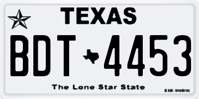 TX license plate BDT4453