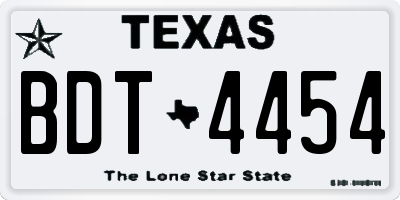 TX license plate BDT4454