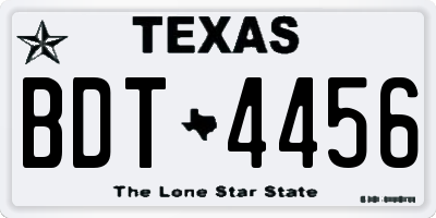 TX license plate BDT4456