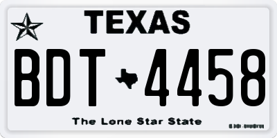 TX license plate BDT4458