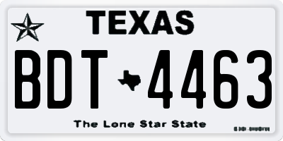 TX license plate BDT4463