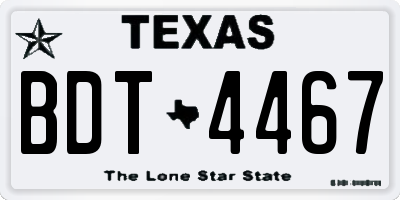 TX license plate BDT4467