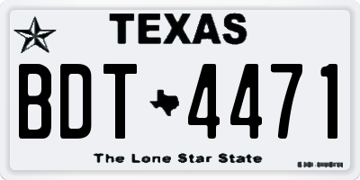 TX license plate BDT4471
