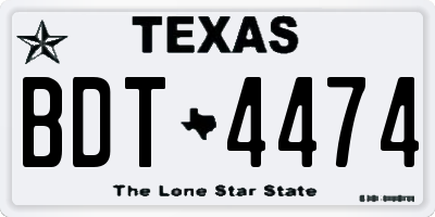 TX license plate BDT4474