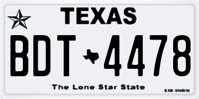 TX license plate BDT4478