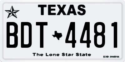 TX license plate BDT4481