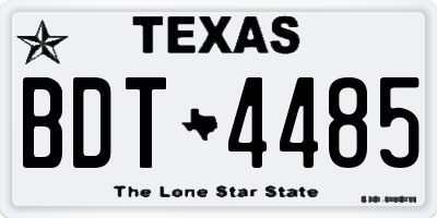 TX license plate BDT4485