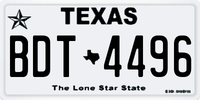 TX license plate BDT4496