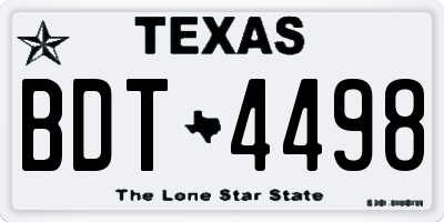 TX license plate BDT4498