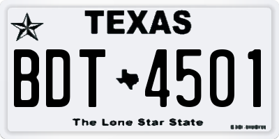 TX license plate BDT4501