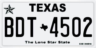 TX license plate BDT4502