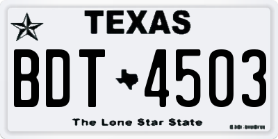 TX license plate BDT4503