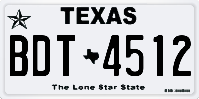 TX license plate BDT4512