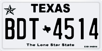 TX license plate BDT4514