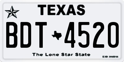 TX license plate BDT4520