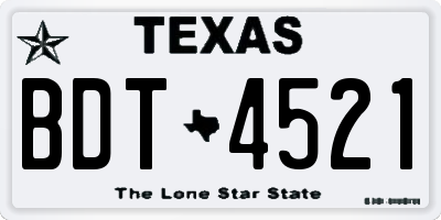 TX license plate BDT4521