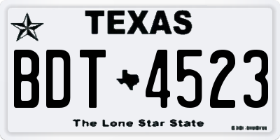 TX license plate BDT4523