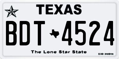 TX license plate BDT4524
