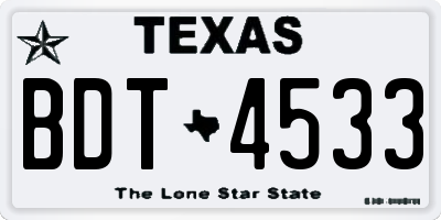 TX license plate BDT4533