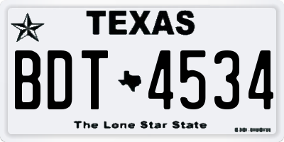TX license plate BDT4534