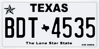 TX license plate BDT4535