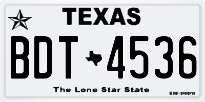 TX license plate BDT4536