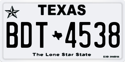 TX license plate BDT4538