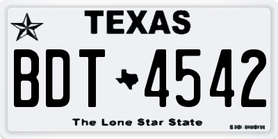 TX license plate BDT4542