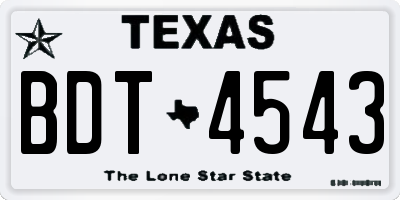 TX license plate BDT4543
