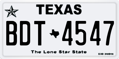 TX license plate BDT4547