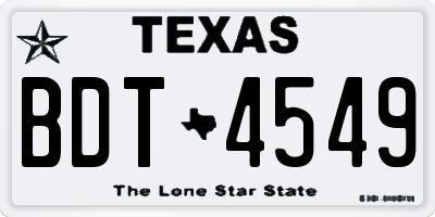 TX license plate BDT4549