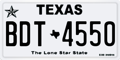 TX license plate BDT4550