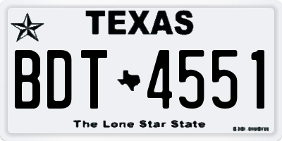 TX license plate BDT4551