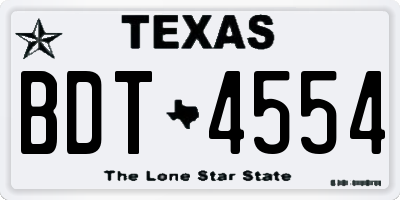 TX license plate BDT4554