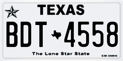 TX license plate BDT4558