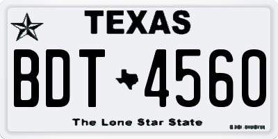 TX license plate BDT4560