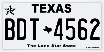 TX license plate BDT4562