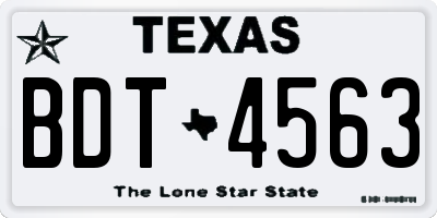TX license plate BDT4563