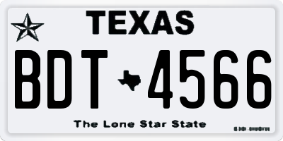 TX license plate BDT4566