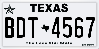 TX license plate BDT4567
