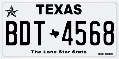 TX license plate BDT4568