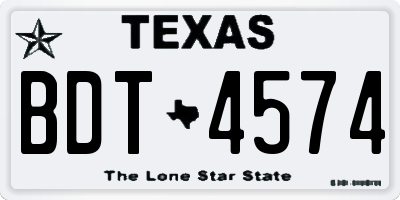 TX license plate BDT4574