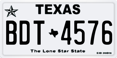TX license plate BDT4576