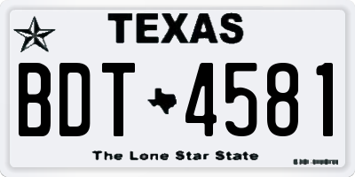TX license plate BDT4581